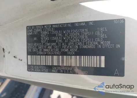 2006 Toyota Tundra Sr5 from USA, damaged, VIN 5TBRU34136S478962